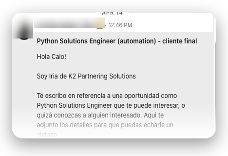 Convite de recrutador no LinkedIn