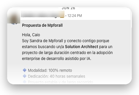 Convite de recrutador no LinkedIn