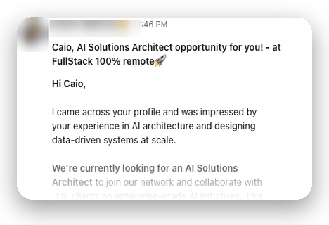 Convite de recrutador no LinkedIn