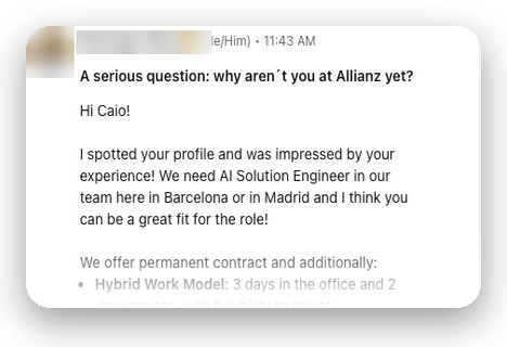 Convite de recrutador no LinkedIn