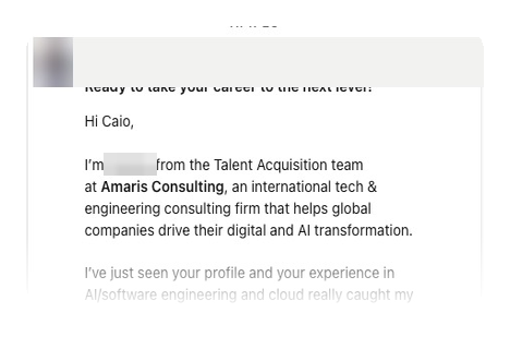Convite de recrutador no LinkedIn