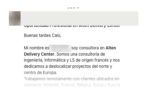 Convite de recrutador no LinkedIn